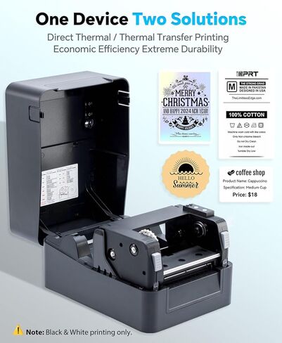 Thermal Transfer & Direct Thermal Label Printer, 4x6 Desktop Printer for Shipping Label Barcode Receipts Tag & Wrist Band, Compatible with UPS FedEx Amazon eBay Shopify, USB & Ethernet Connectivity in Kuwait