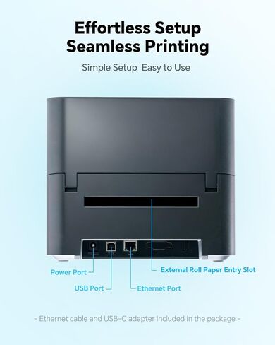 Thermal Transfer & Direct Thermal Label Printer, 4x6 Desktop Printer for Shipping Label Barcode Receipts Tag & Wrist Band, Compatible with UPS FedEx Amazon eBay Shopify, USB & Ethernet Connectivity in Kuwait