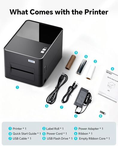 Thermal Transfer & Direct Thermal Label Printer, 4x6 Desktop Printer for Shipping Label Barcode Receipts Tag & Wrist Band, Compatible with UPS FedEx Amazon eBay Shopify, USB & Ethernet Connectivity in Kuwait