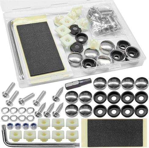 Anti Theft Car License Plate Screws, M6 (1/4") Stainless Steel Tag Plate Fastener Bolt, Rustproof Tamper Proof License Frame Cover Mounting Hardware for Front Rear Frame Holder (Black) in Saudi Arabia