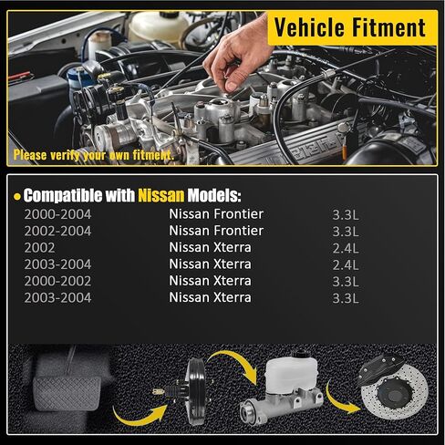 53-6006 معزز فرامل الطاقة الفراغية متوافق مع Nissan Frontier Xterra 2000 2001 2002 2003 2004 3.3L V6 2.4L L4 بدون أسطوانة رئيسية 472107B400 in Saudi Arabia