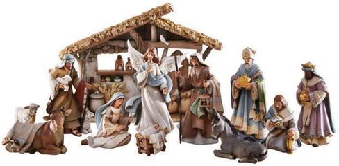 Avalon Gallery Nativity Sets for Christmas - Indoor Bethlehem Nights Nativity Scene, 4-Piece, Shepherd with Animals in Saudi Arabia