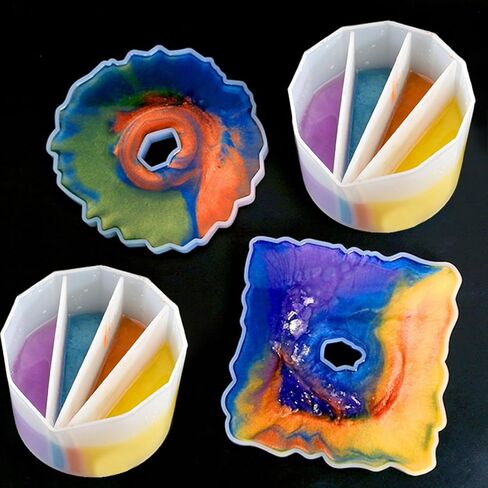 4-Compartment Silicone Mixing Cup, Reusable Epoxy Resin & Paint Mixing Palette For DIY Fluid Bear, Craft Art, Easy Clean & Flexible in Saudi Arabia