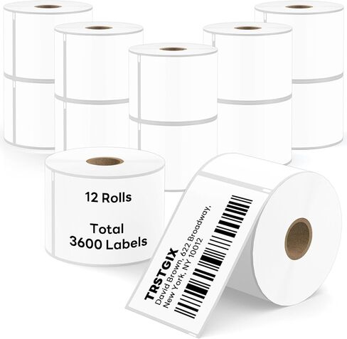 Compatible DYMO 30256 (2-5/16" x 4") Direct Thermal Shipping Labels, Large Barcode & Address Labels Replacement for DYMO LabelWriter 450, 4XL, Rollo, Zebra (12 Rolls / 3600 Labels), TRSTGIX in Saudi Arabia