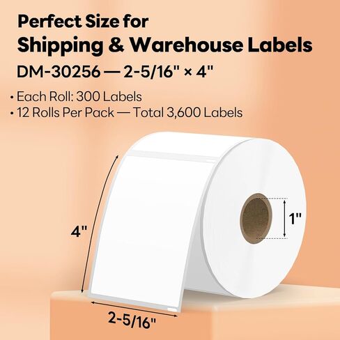 Compatible DYMO 30256 (2-5/16" x 4") Direct Thermal Shipping Labels, Large Barcode & Address Labels Replacement for DYMO LabelWriter 450, 4XL, Rollo, Zebra (12 Rolls / 3600 Labels), TRSTGIX in Saudi Arabia