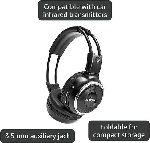 RP Accessories IR-2008B Infrared Wireless Headphones, 2-Channel Folding Universal Rear Entertainment System IR Headphone for Car TV and DVD Player Audio, Set of 4 in Saudi Arabia