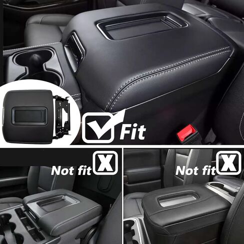 غطاء مسند ذراع وحدة التحكم المركزية مع دعامة فولاذية متوافقة مع Chevy Silverado & GMC Sierra 1500 2500 3500 2014-2018 Thone Yukon Suburban 2015-2020 جلد أسود in Saudi Arabia