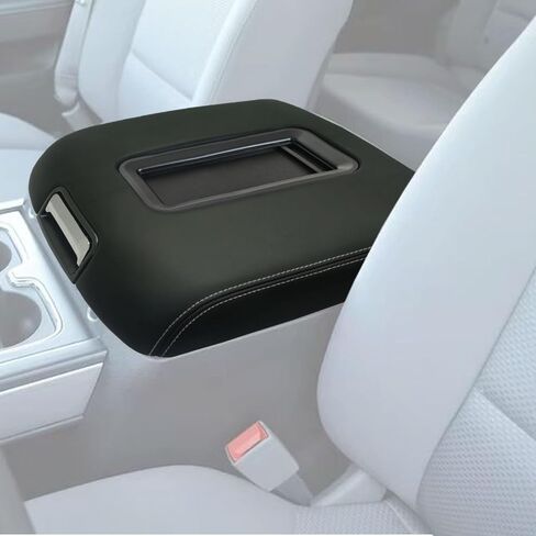 غطاء مسند ذراع وحدة التحكم المركزية مع دعامة فولاذية متوافقة مع Chevy Silverado & GMC Sierra 1500 2500 3500 2014-2018 Thone Yukon Suburban 2015-2020 جلد أسود in Saudi Arabia