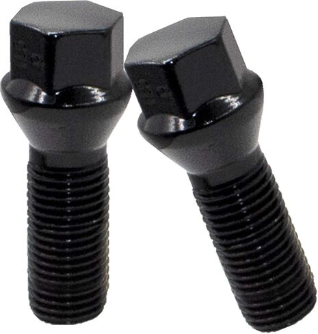 Wheel Accessories Parts Set of 24 Black 14x1.5 Lug Bolt Kit Cone Seat Acorn 17mm Hex, 28mm Shank Length, M14x1.5 Thread Cone Lug Bolts for Aftermarket Wheels (24, Black, 14 1.5) in Saudi Arabia