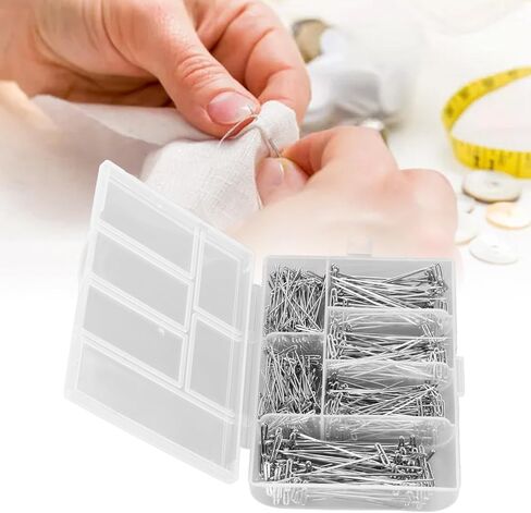 Aramox 450 Pcs T Pins with Clear Box, Stainless Steel Push Pin Kit for Foam Head, Sewing, Craft, Quilting, Knitting, Office, Wig Making in Saudi Arabia