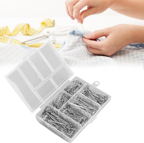 Aramox 450 Pcs T Pins with Clear Box, Stainless Steel Push Pin Kit for Foam Head, Sewing, Craft, Quilting, Knitting, Office, Wig Making in Saudi Arabia