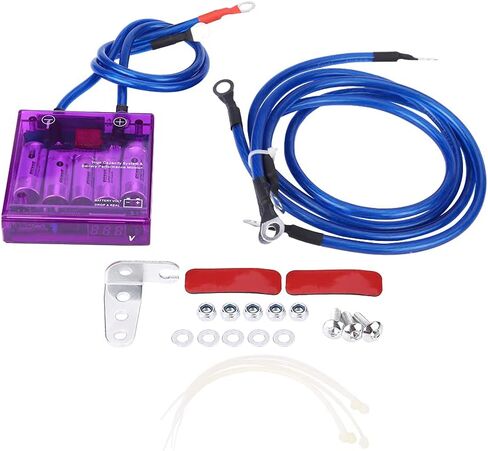 Replacement Vehicle Voltage Regulator, 12V Universal Car Fuel Saver Voltage Stabilizer Volt Regulator Kit 3 Earth Ground Cables for Cars and Trucks Blue() in Saudi Arabia