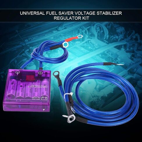 Replacement Vehicle Voltage Regulator, 12V Universal Car Fuel Saver Voltage Stabilizer Volt Regulator Kit 3 Earth Ground Cables for Cars and Trucks Blue() in Saudi Arabia