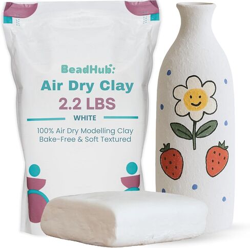 2.2LBS Air Dry Clay - Modeling Clay for Pottery, No Bake No Kiln Required | 1kg Airdry Clay for Beginners Pottery Kit Adults DIY Art Craft Set Project (White) in Kuwait