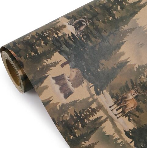 Aimyoo Christmas Wrapping Paper - 30 Inch x 32.8 Feet Jumbo Roll - Wild Animals & Forest Winter Watercolor Design for Holiday Party Gift Wrap in Saudi Arabia