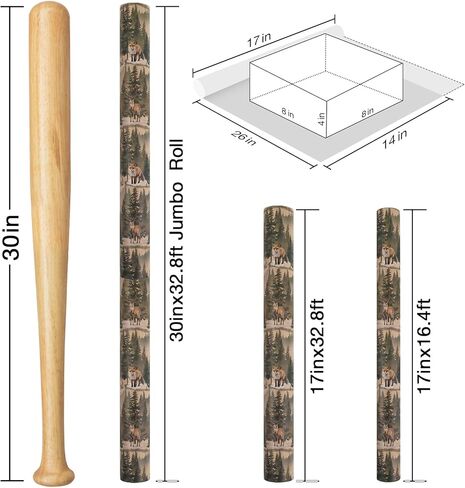Aimyoo Christmas Wrapping Paper - 30 Inch x 32.8 Feet Jumbo Roll - Wild Animals & Forest Winter Watercolor Design for Holiday Party Gift Wrap in Saudi Arabia