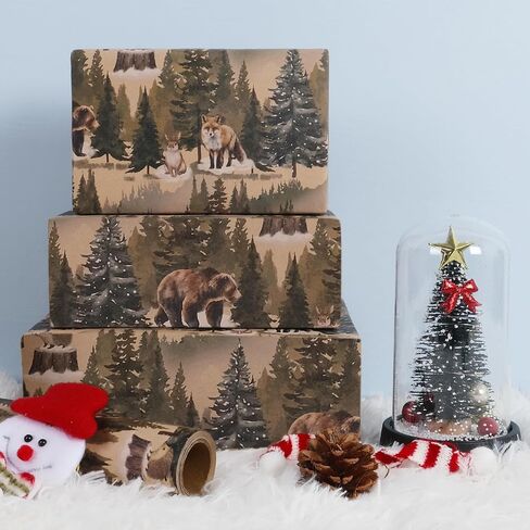 Aimyoo Christmas Wrapping Paper - 30 Inch x 32.8 Feet Jumbo Roll - Wild Animals & Forest Winter Watercolor Design for Holiday Party Gift Wrap in Saudi Arabia