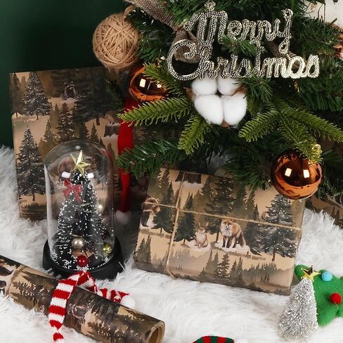 Aimyoo Christmas Wrapping Paper - 30 Inch x 32.8 Feet Jumbo Roll - Wild Animals & Forest Winter Watercolor Design for Holiday Party Gift Wrap in Saudi Arabia