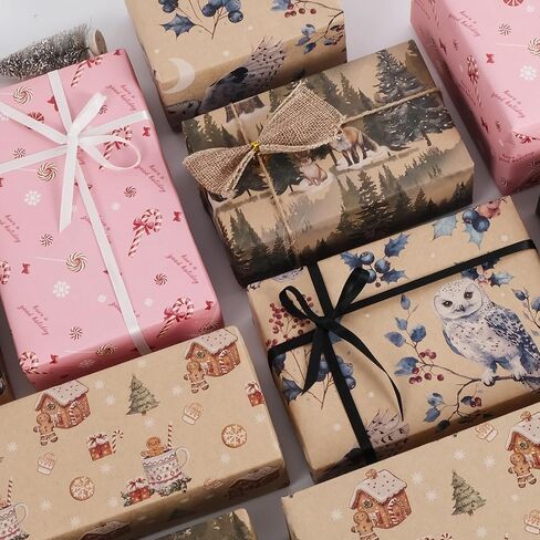 Aimyoo Christmas Wrapping Paper - 30 Inch x 32.8 Feet Jumbo Roll - Wild Animals & Forest Winter Watercolor Design for Holiday Party Gift Wrap in Saudi Arabia