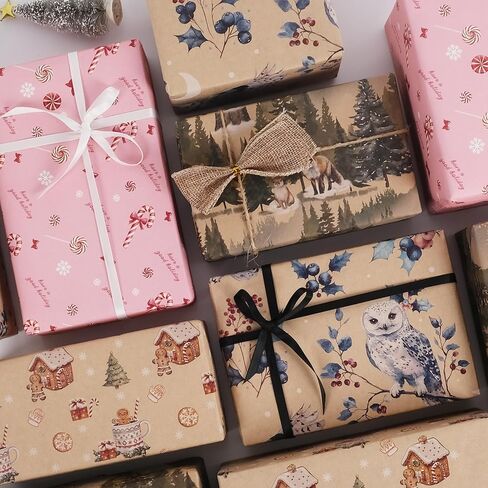 Aimyoo Christmas Wrapping Paper - 30 Inch x 32.8 Feet Jumbo Roll - Wild Animals & Forest Winter Watercolor Design for Holiday Party Gift Wrap in Saudi Arabia