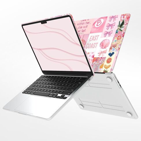 G JGOO متوافق مع حافظة MacBook Air 13 بوصة 2025 2024 2023 2022 M4 A3240 M3 A3113 M2 A2681، هيكل صلب بلاستيكي لجهاز MacBook Air 13.6 بوصة + غطاء لوحة مفاتيح + واقي شاشة، ملصق وردي in Kuwait