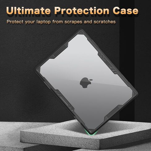 حافظة MOSISO متوافقة مع جهاز MacBook Air 13 بوصة 2025-2022 M4 A3240 M3 A3113 M2 A2681، حافظة صلبة هندسية متماثلة شديدة التحمل مع مصد TPU وطبقة لوحة مفاتيح ونوع C لجهاز MacBook Air 13.6، أسود in Kuwait