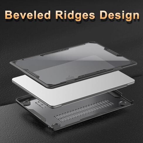 حافظة MOSISO متوافقة مع جهاز MacBook Air 13 بوصة 2025-2022 M4 A3240 M3 A3113 M2 A2681، حافظة صلبة هندسية متماثلة شديدة التحمل مع مصد TPU وطبقة لوحة مفاتيح ونوع C لجهاز MacBook Air 13.6، أسود in Kuwait