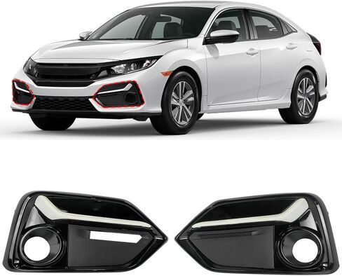 COOL STAR 1 Pair Front Fog Light Covers Compatible with Honda Civic Hatchback 2017-2021 Driver and Passenger Side Front Bumper Fog Lamp Light Cover Trim White in Saudi Arabia