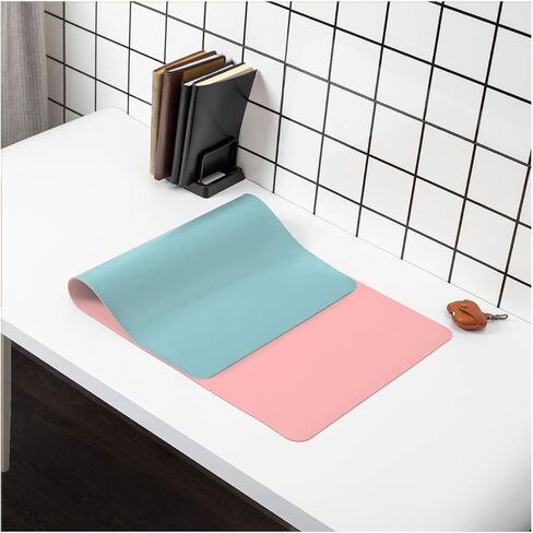 Leather Desk Pad, 27.6" x 11.8" Laptop Computer Desk Keyboard Mat, Large Mouse Pad Use Two Colors on Both Sides -Black/Grey in Saudi Arabia