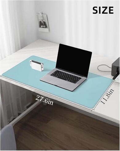 Leather Desk Pad, 27.6" x 11.8" Laptop Computer Desk Keyboard Mat, Large Mouse Pad Use Two Colors on Both Sides -Black/Grey in Saudi Arabia
