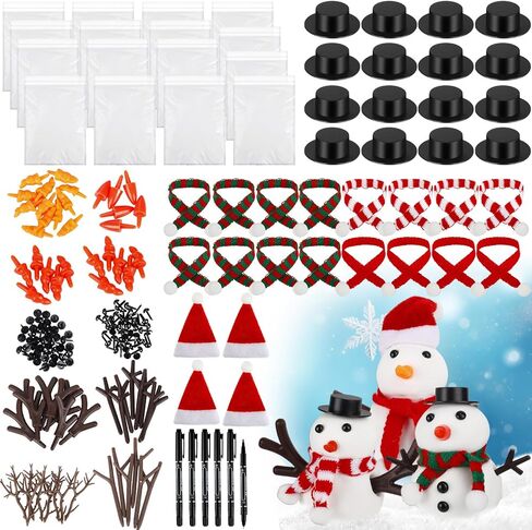 Syhood 16 Set Christmas Build a Snowman Kit Crafts for Christmas DIY Outdoor Air Dry Clay Snowman Decorating Making Kit for Winter Holiday Activities Party Decoration Xmas Gifts in Saudi Arabia
