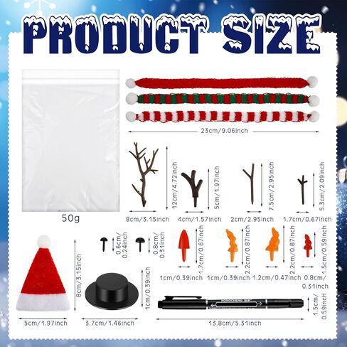 Syhood 16 Set Christmas Build a Snowman Kit Crafts for Christmas DIY Outdoor Air Dry Clay Snowman Decorating Making Kit for Winter Holiday Activities Party Decoration Xmas Gifts in Saudi Arabia