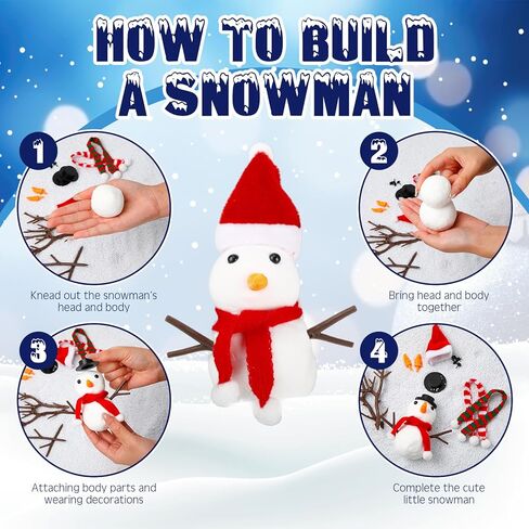 Syhood 16 Set Christmas Build a Snowman Kit Crafts for Christmas DIY Outdoor Air Dry Clay Snowman Decorating Making Kit for Winter Holiday Activities Party Decoration Xmas Gifts in Saudi Arabia