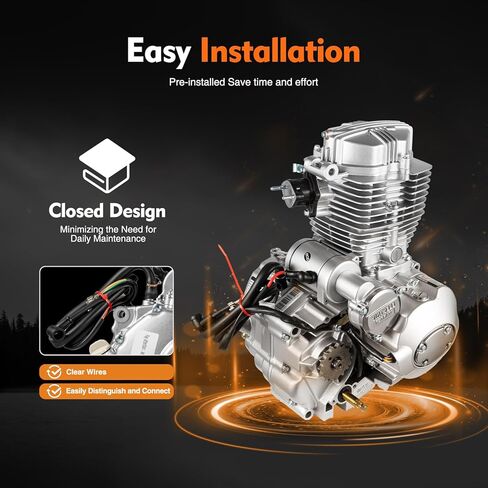 200CC/250CC 4 Stroke Engine, 14HP ATV Motor Engine(Cycle Mode) Single Cylinder Air Cooling with 5-Speed Manual Transmission, 7500RPM Kick-Starter Electric Dirt Bike Engine for ATV Motorcycles in Saudi Arabia