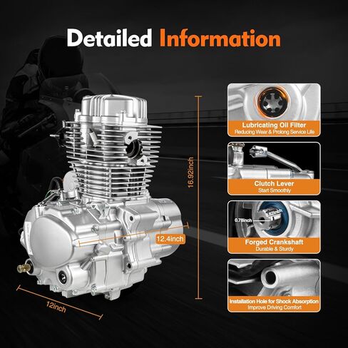 200CC/250CC 4 Stroke Engine, 14HP ATV Motor Engine(Cycle Mode) Single Cylinder Air Cooling with 5-Speed Manual Transmission, 7500RPM Kick-Starter Electric Dirt Bike Engine for ATV Motorcycles in Saudi Arabia