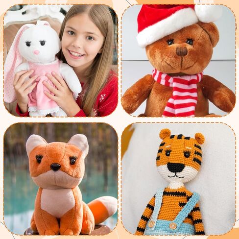 24 قطعة من رموش الدمية الآمنة للكروشيه، رموش كروشيه للحيوانات المحشوة، 6 أحجام رموش عيون طويلة لدمية أميجورومي دمية دب قطيفة لصناعة الحيوانات in Kuwait