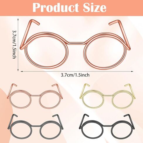 20 Pcs Doll Glasses, Mini Glasses Doll Dress Up Accessories, Mini Metal Wire Rim Frameless Lens Dolls Dress up for Dolls Pets Costume Accessories Cosplay DIY Crafts (4 Color) in Saudi Arabia