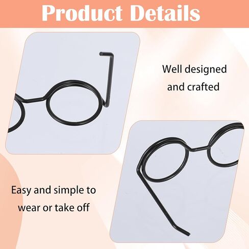 20 Pcs Doll Glasses, Mini Glasses Doll Dress Up Accessories, Mini Metal Wire Rim Frameless Lens Dolls Dress up for Dolls Pets Costume Accessories Cosplay DIY Crafts (4 Color) in Saudi Arabia