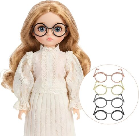 20 Pcs Doll Glasses, Mini Glasses Doll Dress Up Accessories, Mini Metal Wire Rim Frameless Lens Dolls Dress up for Dolls Pets Costume Accessories Cosplay DIY Crafts (4 Color) in Saudi Arabia