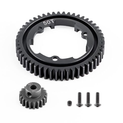 GLOBACT 50T Spur Gear 1.0 Mod فولاذ مقوى مع 20T ترس ترس لـ Traxxas 1/5 X-Maxx 1/7 XO-1 1/10 Maxx 1/10 E-REVO 2.0 VXL ترقية استبدال 6450/6448 in Saudi Arabia