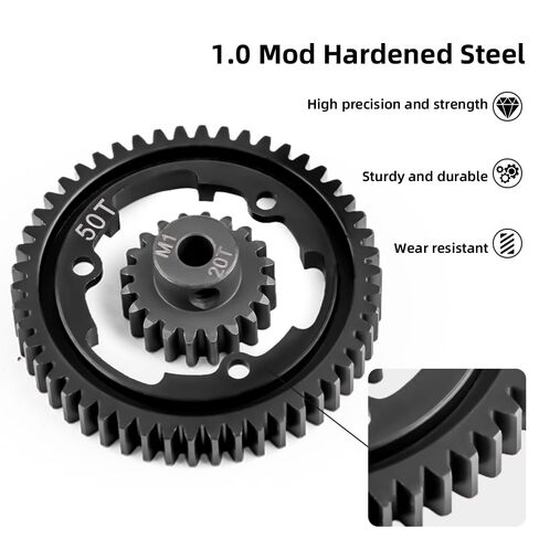 GLOBACT 50T Spur Gear 1.0 Mod فولاذ مقوى مع 20T ترس ترس لـ Traxxas 1/5 X-Maxx 1/7 XO-1 1/10 Maxx 1/10 E-REVO 2.0 VXL ترقية استبدال 6450/6448 in Saudi Arabia