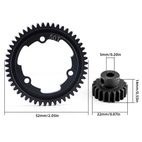 GLOBACT 50T Spur Gear 1.0 Mod فولاذ مقوى مع 20T ترس ترس لـ Traxxas 1/5 X-Maxx 1/7 XO-1 1/10 Maxx 1/10 E-REVO 2.0 VXL ترقية استبدال 6450/6448 in Saudi Arabia