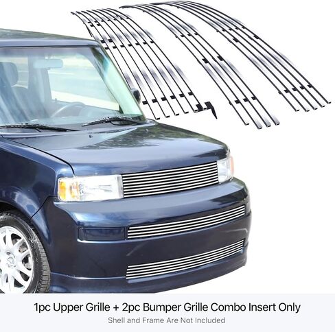 APS متوافق مع Scion XB 2003-2007 المصد العلوي السفلي الرئيسي الفولاذ المقاوم للصدأ الأسود 8x6 أفقي البليت الأمامي شواية مصبغة إدراج كومبو T87977J in Kuwait