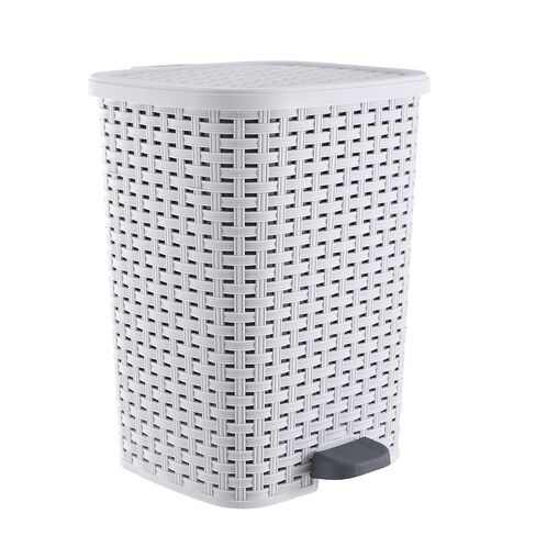 سلة مهملات صغيرة من سوبيريو مع دواسة قدم سعة 3 جالون، سلة قمامة بلاستيكية صغيرة للاستخدام الخارجي مع غطاء للحمام وغرفة النوم والمطبخ والمكتب والفناء 12 لتر (أبيض) in Kuwait