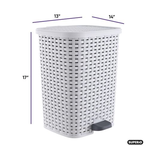 سلة مهملات صغيرة من سوبيريو مع دواسة قدم سعة 3 جالون، سلة قمامة بلاستيكية صغيرة للاستخدام الخارجي مع غطاء للحمام وغرفة النوم والمطبخ والمكتب والفناء 12 لتر (أبيض) in Kuwait