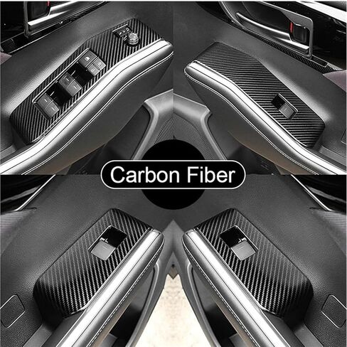 Stainless Car Window Glass Lift Switch Panel Armrest Decoration Trim Cover Compatible With Toyota Highlander XU70 2020-2023 Hybrid(Black) in Kuwait