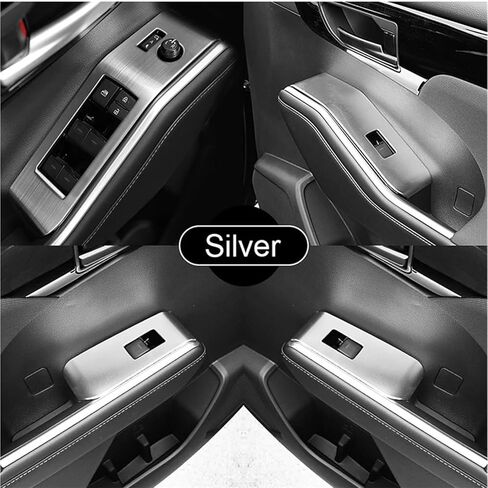 Stainless Car Window Glass Lift Switch Panel Armrest Decoration Trim Cover Compatible With Toyota Highlander XU70 2020-2023 Hybrid(Black) in Kuwait