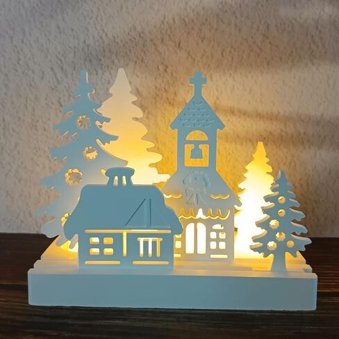 Christmas Village Candle Holder Mold, 3D House Silicone Molds, Hollowed Out Street View Trees House Candlestick Molds, Epoxy Resin Casting Mould for Holiday Party Decor (Set-A) in Saudi Arabia