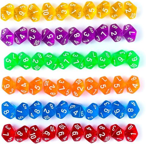 60 Pieces Polyhedral D10 Dice Set, 10 Sided Dice 16mm for RPG MTG DND Table Games (Color A) in Saudi Arabia