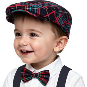 Boy Hat Newsboy Cap 2pcs Vintage Drivers Cap with Adjustable Bow Tie Infant Beret Flat Hat in Saudi Arabia